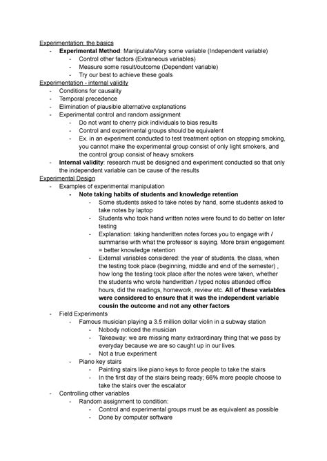 Psych 2030 Week 6 Lecture Experimentation The Basics Experimental