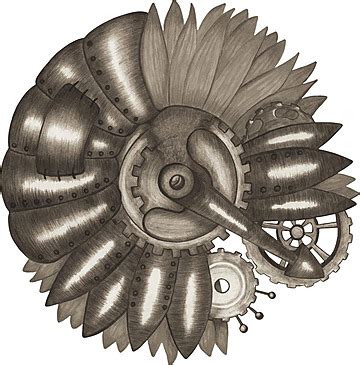 Hand Drawn Sunflower Steampunk Element In Sepia Color Steampunk Brown