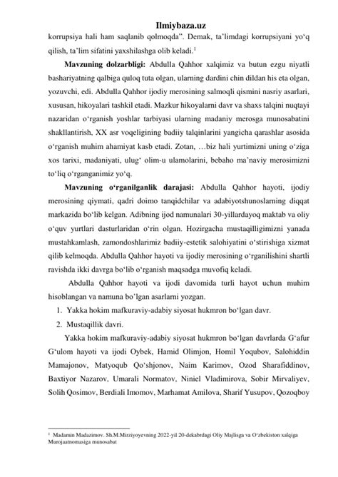 ABDULLA QAHHOR SATIRIK HIKOYALAR USTASI (Abdulla Qodiriy hikoyalarining ...