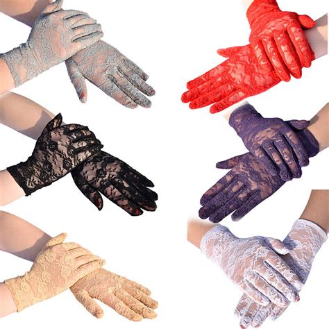 Gants Courts En Dentelle Florale Pour Femmes Couleurs Doigts Complets