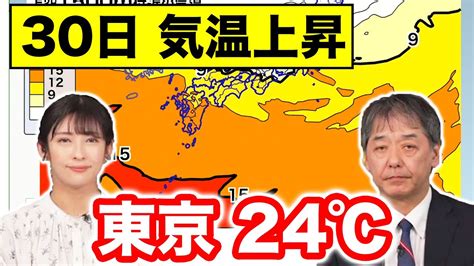 【気温上昇】あす30日は東京で24℃予想 昼間は上着要らずの陽気に 各地で春本番の暖かさ Youtube