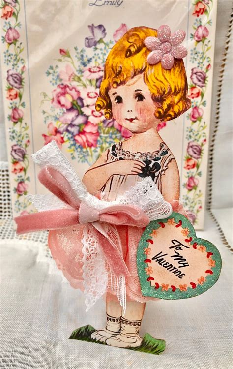 Vintage Valentine Paper Doll Decoration Handmade Ornament Etsy