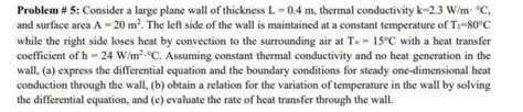 Solved Problem 5 Consider A Large Plane Wall Of Thickness