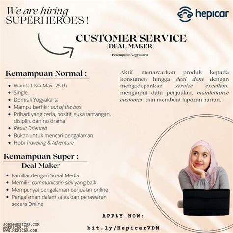 Lowongan Kerja Customer Service Deal Maker Di Hepicar LokerJogja ID