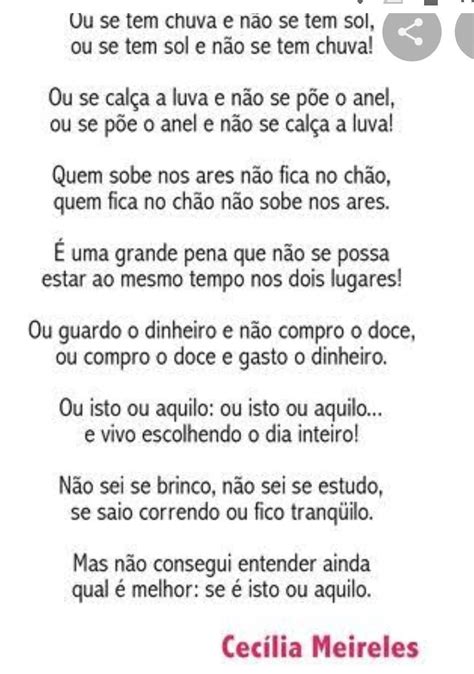 Poema Ou Isto Ou Aquilo Para Imprimir Braincp