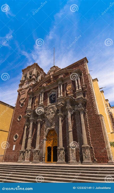 Cathedral Of Queretaro Mexican Colonial Traditional Church Stock Image