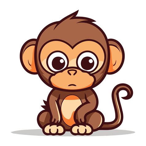 Cute cartoon monkey sitting. Vector illustration isolated on white ...