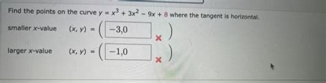 Solved Find The Points On The Curve Y X3 3x2 9x 8