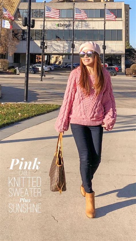 My Pink Cable Knitted Sweater Perfect For A Sunny Fall Day Fallfashion Fall Fashion Pink