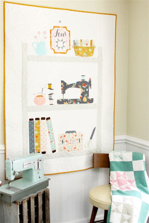 Sweet Sewing Shelves Applique Quilt With Free Pattern