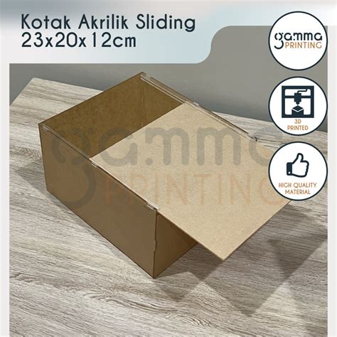 Jual Box Arcylic Tutup Sliding Kotak Mahar 23x20x12 Akrilik Gift