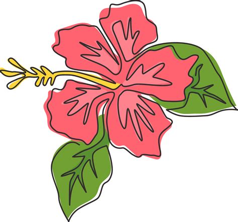 Free Single Continuous Line Drawing Of Beauty Fresh Hibiscus For Park