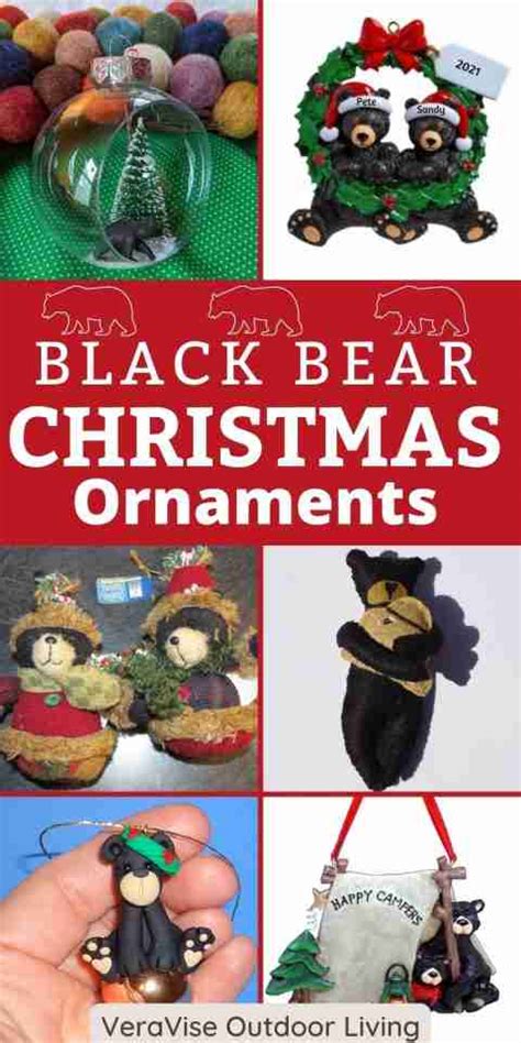 16 Black Bear Christmas Ornaments