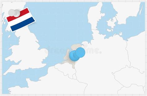 Map Of Netherlands With A Pinned Blue Pin Pinned Flag Of Netherlands