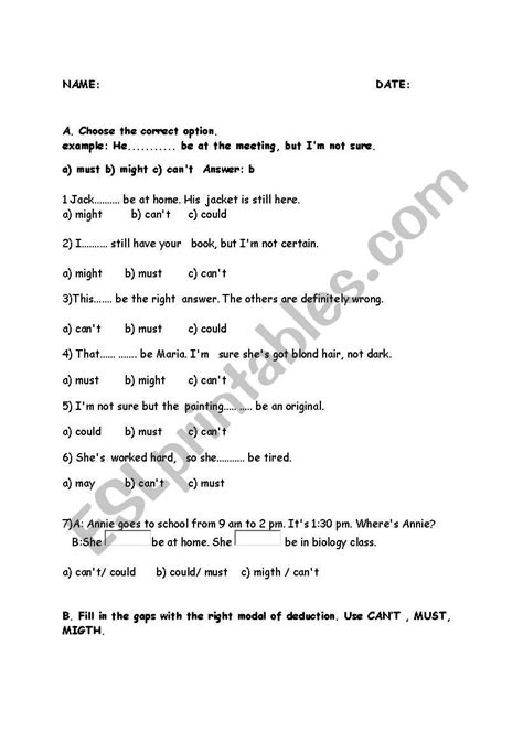 Modals Esl Worksheet By Perisimsek