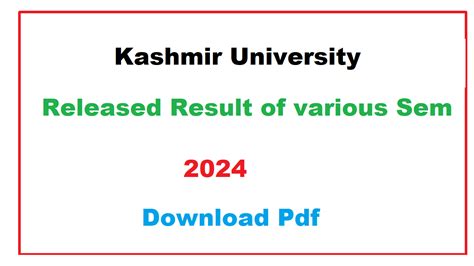 Kashmir University Result Release Of Various Semester 2024 JKUpdate In