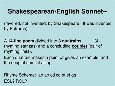 Ppt Shakespearean English Sonnet Powerpoint Presentation Free