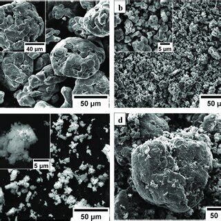 Scanning Electron Micrographs Of As Received Powders A Pure Fe B