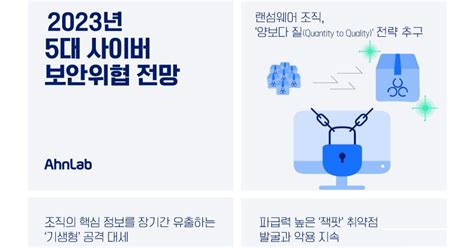 “기업 노린 랜섬웨어 내년에도 계속”안랩 5대 보안위협 전망 조선비즈