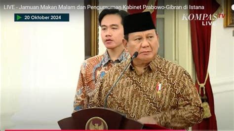 Daftar Nama Menteri Kabinet Merah Putih Yang Diumumkan Presiden Prabowo