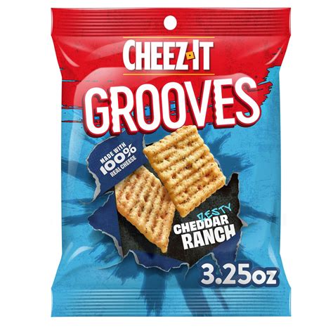 Cheez It Grooves Zesty Cheddar Ranch Cheese Crackers Crunchy Snack Crackers 325 Oz