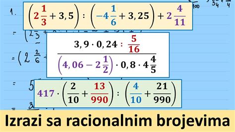 Izrazi Sa Racionalnim Brojevima Zadaci Youtube