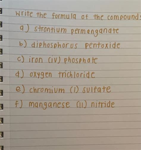 Solved Write the formula of the compound a) strontium | Chegg.com