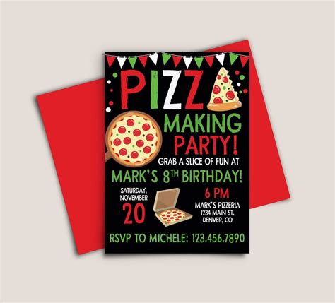 Pizza Making Party Birthday Invitation Etsy Birthday Invitations