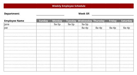 Free Printable Employee Schedule Templates [word Excel]