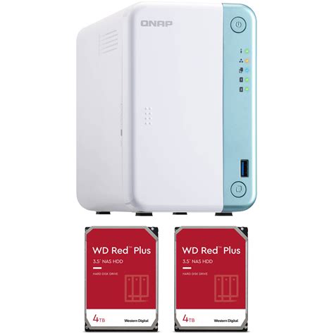 QNAP 8TB TS-251D-2G 2-Bay NAS Enclosure Kit with WD NAS Drives