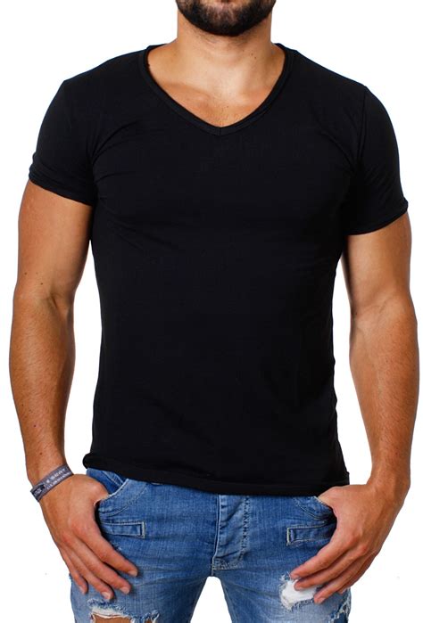 Carisma Herren T Shirt Tiefer V Ausschnitt Einfarbig Slimfit Dehnbare