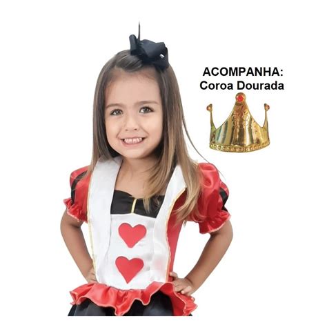 Fantasia Infantil Rainha De Copas Coroa Shopee Brasil