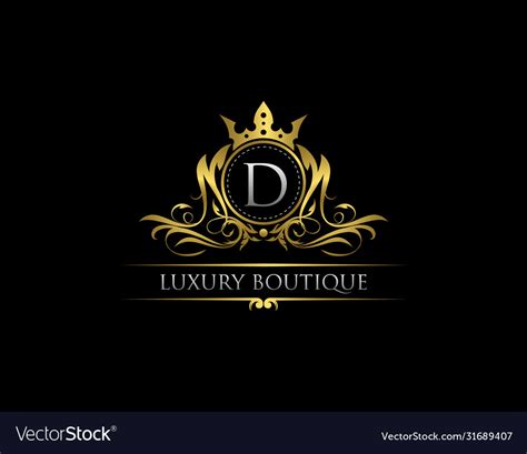 Luxury Royal King D Letter Crest Gold Logo Vector Image