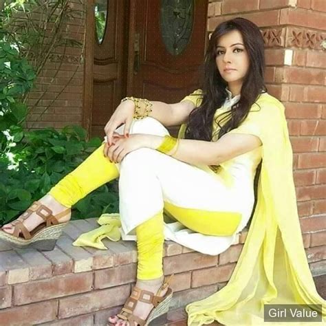 Pakistani Girl In White And Yellow Salwar Kameez Shalwar For Women