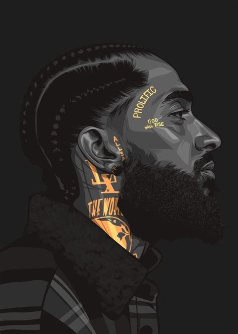 Nipsey Hussle Poster Print By Art By Bikonatics Displate In 2020 Rapper Art Hip Hop