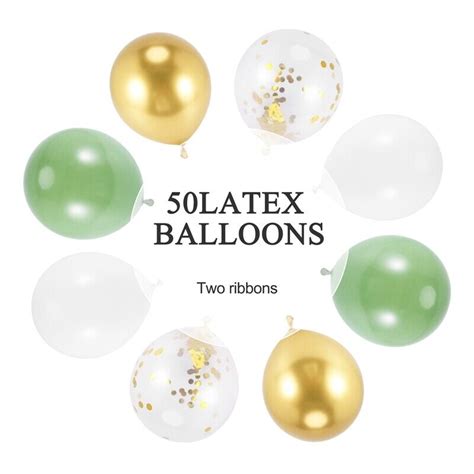 Ballons en Latex Blanc or Vert Olive Ballons de Fête Confettis Verts