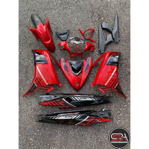 COVERSET BODYSET YAMAHA LC LC135 V6 V7 DR RED BATMAN MERAH 2015 STRIPE