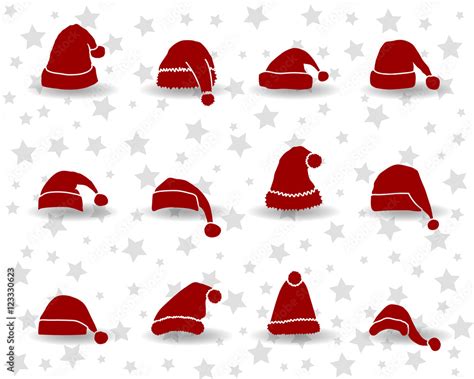 Weihnachten Mütze Iconset Rot Sterne Stock Vektorgrafik Adobe Stock