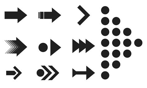Set Different Arrows Mark Collections Arrows Pointers Flat Style