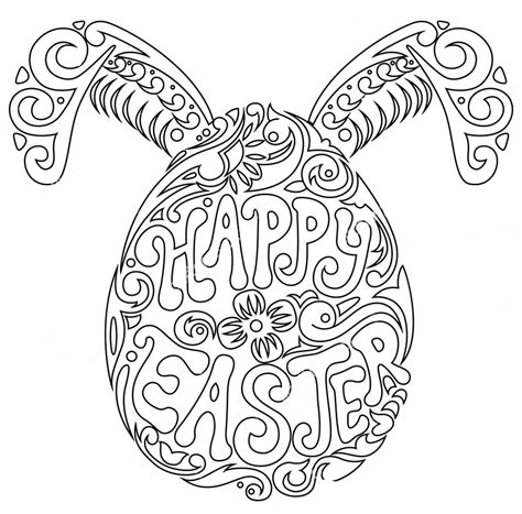 Happy Easter Zentangle Coloring Page Easter Egg Coloring Pages