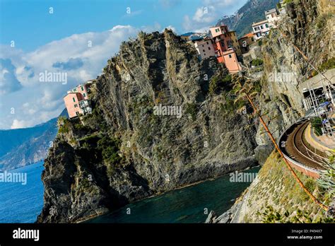 Colorful Cliff Side Homes In Cinque Terre High Resolution Stock