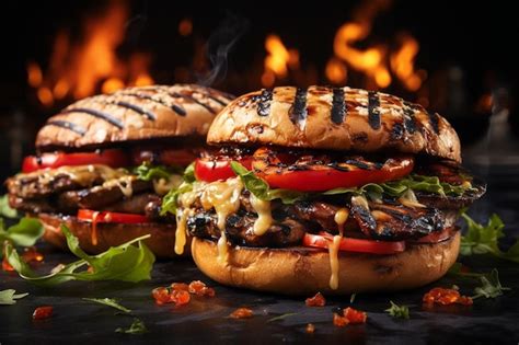 Premium Photo Bbq Grilled Portobello Mushroom Burgers