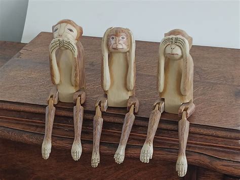 The Hear No See No Speak No Evil Monkeys Shelf Sitter Sculptures For