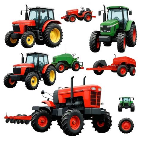 Premium Vector Tractor Vector Set White Background Isolated