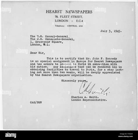 Les Journaux De Hearst Sur Lettre Didentification De Jfk Portée Et