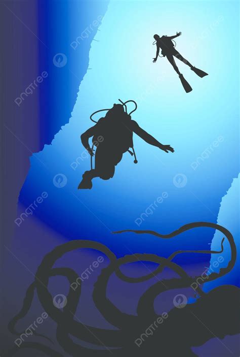 Colorful Scuba Diver Vector Illustration Landscape Snorkeling Adrenalin