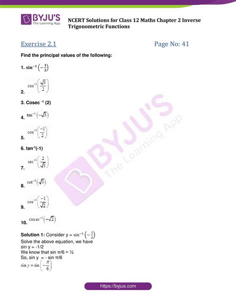 NCERT Solutions For Class 12 Maths Chapter 2 Inverse Trigonometric