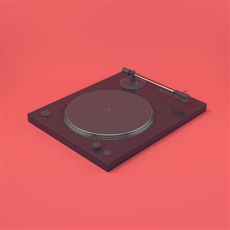 Tocadiscos Negro Sobre Fondo Rojo Brillante Render D Foto Premium