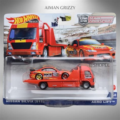 Hot Wheels Car Culture Team Transport Nissan Silvia S Aero Lift Jdm Hks Shopee Malaysia