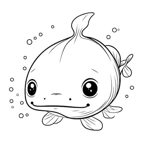 Peixe bonito dos desenhos animados isolado no fundo branco ilustração